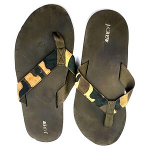 J CREW Camo Flip Flops Khaki Green Unsized 11 3/4" Long